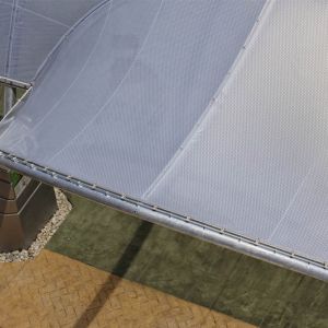 The membrane is made with a tensioned ETFE monolayer sheet system.